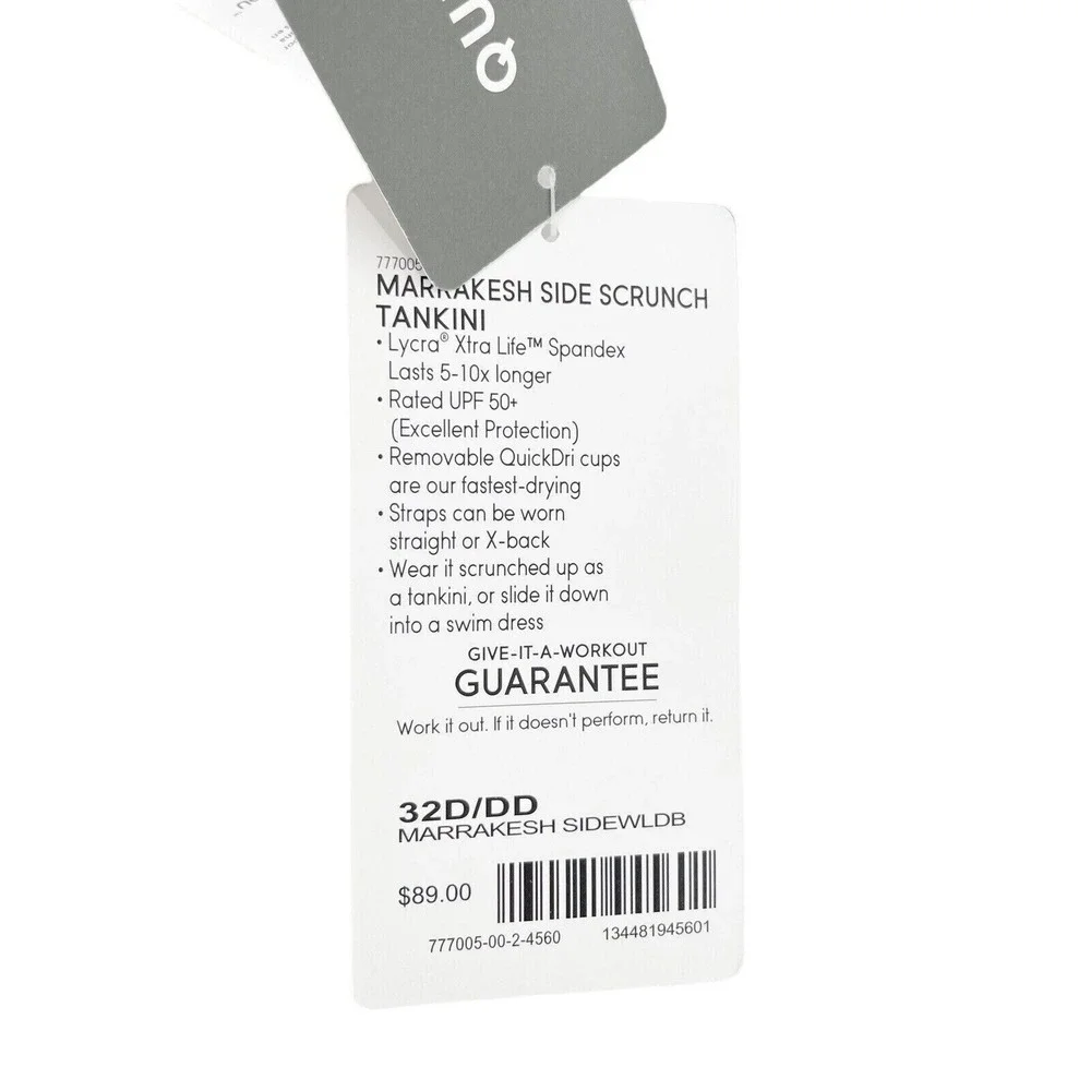 Athleta‎ Marrakesh Side Scrunch Tankini 32D/DD Quick Dry Lycra UPF 50+ Swim Top